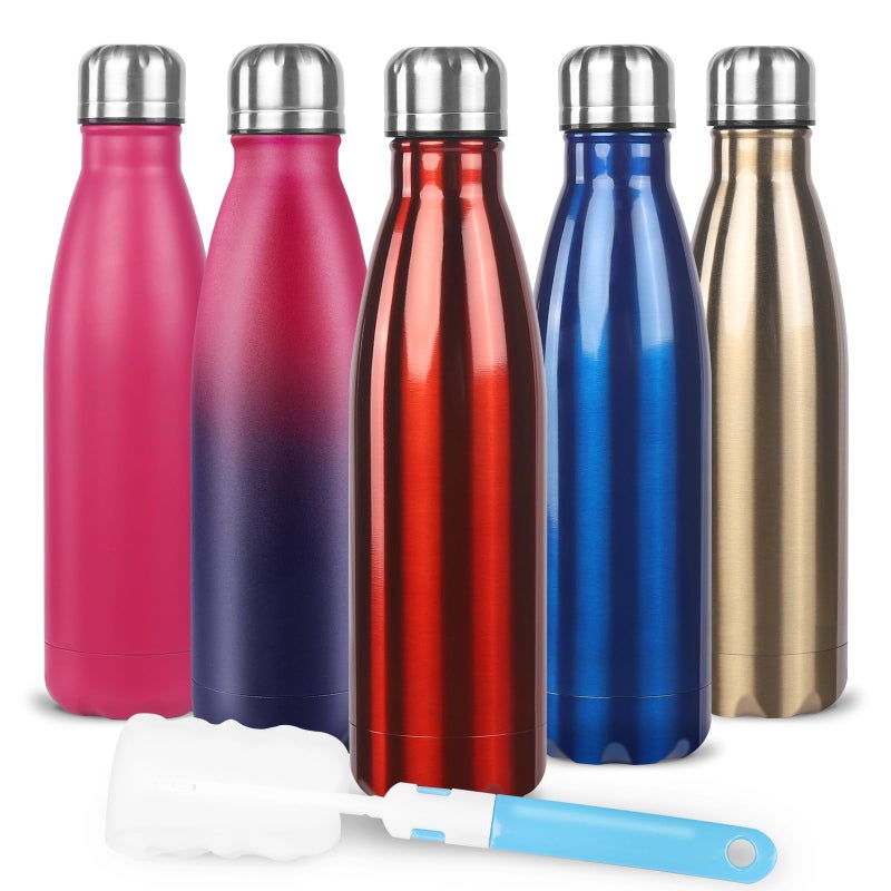 Sfee Insulated Water Bottle, 17oz Stainless Steel Water Bottles, Double Wall Vacuum Reusable Water Bottles Leak Proof BPA-FREE Sports Bottle Cup Keep Hot&Cold for Running Gym Workout Cycling Kids(Red) - Image 1